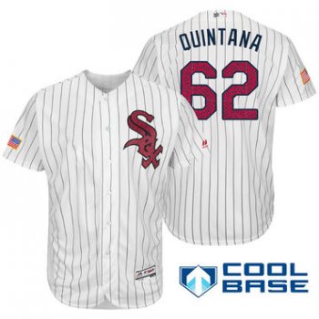 Men's Chicago White Sox #62 Jose Quintana White Stars & Stripes Fashion Independence Day Stitched MLB Majestic Cool Base Jersey