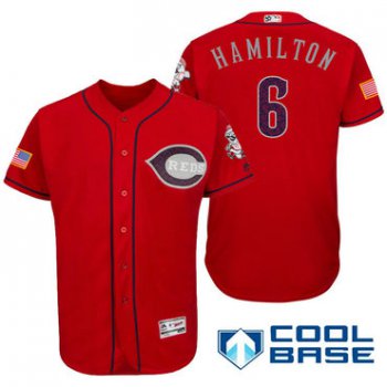 Men's Cincinnati Reds #6 Billy Hamilton Red Stars & Stripes Fashion Independence Day Stitched MLB Majestic Cool Base Jersey