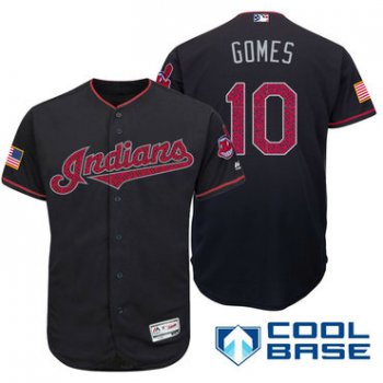 Men's Cleveland Indians #10 Yan Gomes Navy Blue Stars & Stripes Fashion Independence Day Stitched MLB Majestic Cool Base Jersey