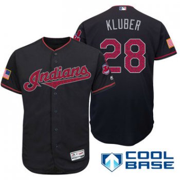 Men's Cleveland Indians #28 Corey Kluber Navy Blue Stars & Stripes Fashion Independence Day Stitched MLB Majestic Cool Base Jersey
