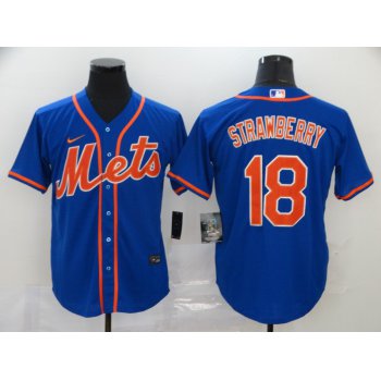 Men's New York Mets #18 Darryl Strawberry Blue Stitched MLB Cool Base Nike Jersey