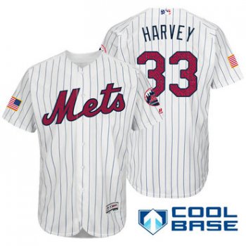 Men's New York Mets #33 Matt Harvey White Stars & Stripes Fashion Independence Day Stitched MLB Majestic Cool Base Jersey