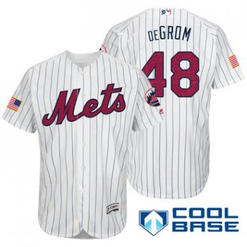Men's New York Mets #48 Jacob deGrom White Stars & Stripes Fashion Independence Day Stitched MLB Majestic Cool Base Jersey