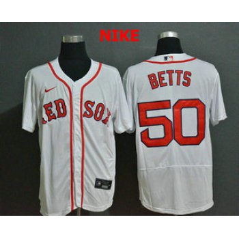 Men's Boston Red Sox #50 Mookie Betts White Stitched MLB Flex Base Nike Jersey