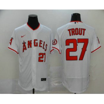 Men's Los Angeles Angels #27 Mike Trout White Stitched MLB Flex Base Nike Jersey
