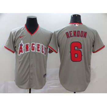 Men's Los Angeles Angels #6 Anthony Rendon Gray Stitched MLB Cool Base Nike Jersey