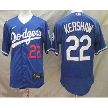 Men's Los Angeles Dodgers #22 Clayton Kershaw Blue Stitched MLB Flex Base Nike Jersey