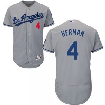 Men's Los Angeles Dodgers #4 Babe Herman Grey Flexbase Authentic Collection Baseball Jerse