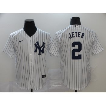 Men's New York Yankees #2 Derek Jeter White Home Stitched MLB Cool Base Nike Jersey