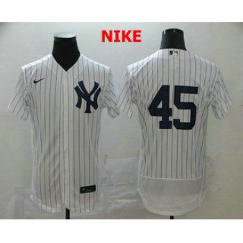 Men's New York Yankees #45 Gerrit Cole White Home No Name Stitched MLB Flex Base Nike Jersey
