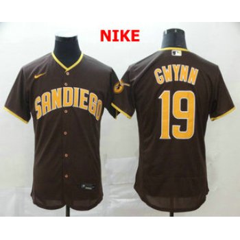Men's San Diego Padres #19 Tony Gwynn Brown Stitched MLB Flex Base Nike Jersey