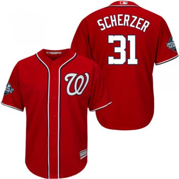 Men's Washington Nationals #31 Max Scherzer Red 2019 World Series Bound Cool Base Stitched MLB Jersey