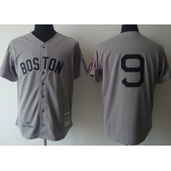 Boston Red Sox #9 Ted Williams 1939 Gray Wool Throwback Jersey
