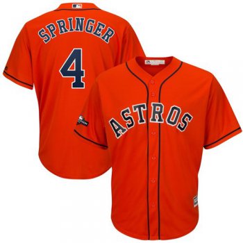 Houston Astros #4 George Springer Majestic 2019 Postseason Official Cool Base Player Orange Jersey