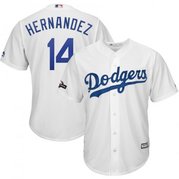 Los Angeles Dodgers #14 Enrique Hernandez Majestic 2019 Postseason Home Official Cool Base Player White Jersey