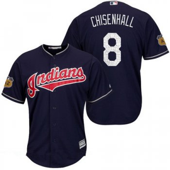 Men's Cleveland Indians #8 Lonnie Chisenhall Navy Blue 2017 Spring Training Stitched MLB Majestic Cool Base Jersey