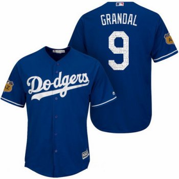 Men's Los Angeles Dodgers #9 Yasmani Grandal Royal Blue 2017 Spring Training Stitched MLB Majestic Cool Base Jersey