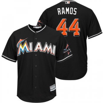 Men's Miami Marlins #44 A.J. Ramos Black 2017 All-Star Patch Stitched MLB Majestic Cool Base Jersey