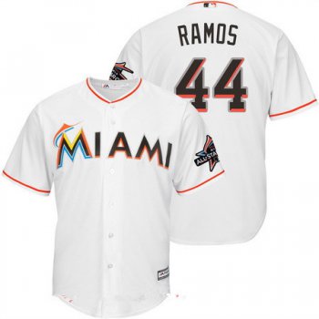 Men's Miami Marlins #44 A.J. Ramos White Home 2017 All-Star Patch Stitched MLB Majestic Cool Base Jersey