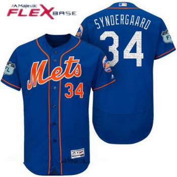 Men's New York Mets #34 Noah Syndergaard Royal Blue 2017 Spring Training Stitched MLB Majestic Flex Base Jersey