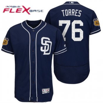 Men's San Diego Padres #76 Jose Torres Navy Blue 2017 Spring Training Stitched MLB Majestic Flex Base Jersey