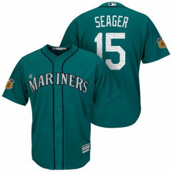 Men's Seattle Mariners #15 Kyle Seager Teal Green 2017 Spring Training Stitched MLB Majestic Cool Base Jersey