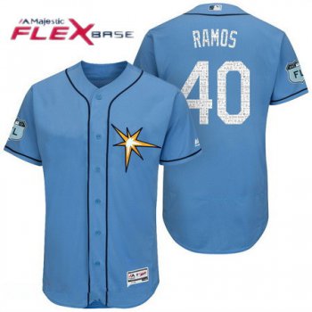 Men's Tampa Bay Rays #40 Wilson Ramos Light Blue 2017 Spring Training Stitched MLB Majestic Flex Base Jersey