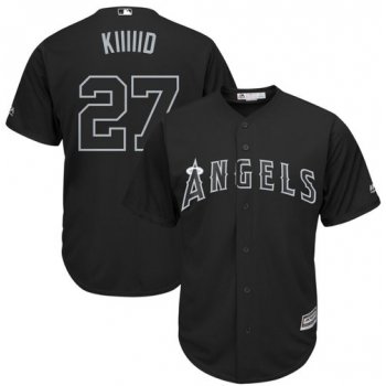 Angels of Anaheim #27 Mike Trout Black Kiiiiid Players Weekend Cool Base Stitched Baseball Jersey