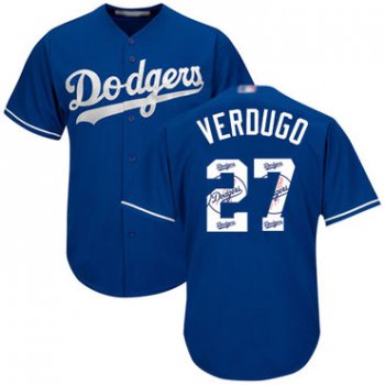 Dodgers #27 Alex Verdugo Blue Team Logo Fashion Stitched Baseball Jersey