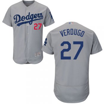 Dodgers #27 Alex Verdugo Grey Flexbase Authentic Collection Stitched Baseball Jersey