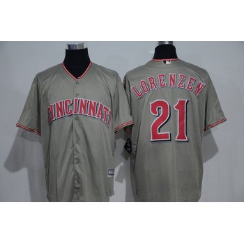 Men's Cincinnati Reds #21 Michael Lorenzen Gray Road Stitched MLB Majestic Cool Base Jersey