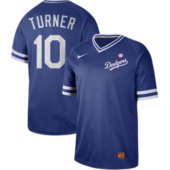 Dodgers #10 Justin Turner Royal Authentic Cooperstown Collection Stitched Baseball Jersey