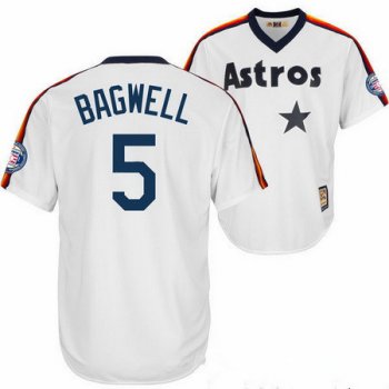Men's Houston Astros #5 Jeff Bagwell White Pullover Stitched MLB Majestic Cooperstown Collection Jersey w2017 Hall of Fame Patch