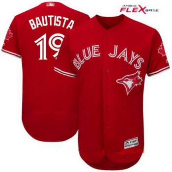 Men's Toronto Blue Jays #19 Jose Bautista Red Stitched MLB 2017 Majestic Flex Base Jersey