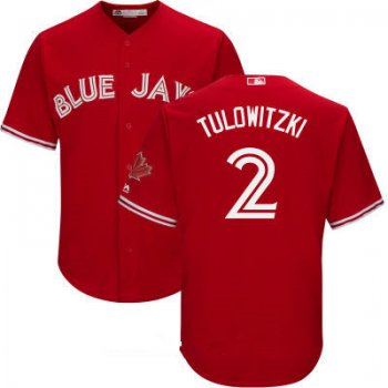 Men's Toronto Blue Jays #2 Troy Tulowitzki Red Stitched MLB 2017 Majestic Cool Base Jersey