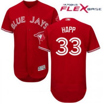Men's Toronto Blue Jays #33 J. A. Happ Red Stitched MLB 2017 Majestic Flex Base Jersey