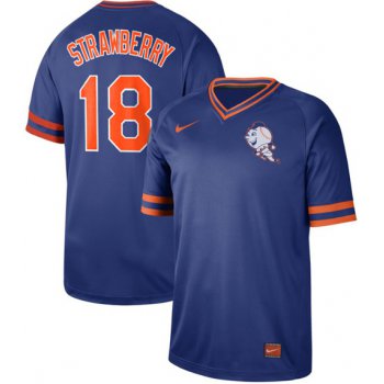Mets #18 Darryl Strawberry Royal Authentic Cooperstown Collection Stitched Baseball Jersey