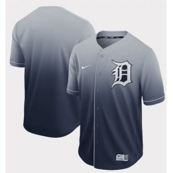 Tigers Blank Navy Fade Authentic Stitched Baseball Jersey
