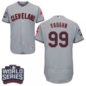 Men's Cleveland Indians #99 Ricky Vaughn Gray Road 2016 World Series Patch Stitched MLB Majestic Flex Base Jersey