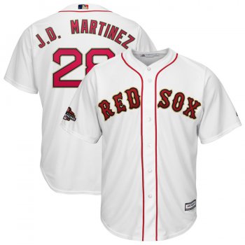 Men's Boston Red Sox 28 J.D. Martinez White 2019 Gold Program Cool Base Jersey