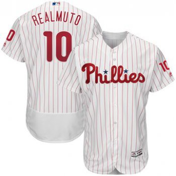 Men's Philadelphia Phillies #10 JT Realmuto White Home Flex Base Jersey