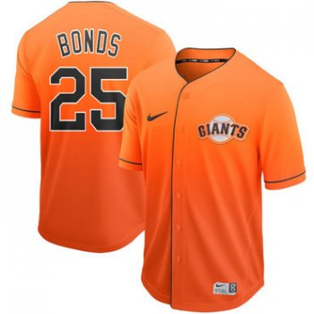Men's San Francisco Giants 25 Barry Bonds Orange Drift Fashion Jersey