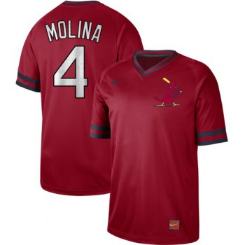 Men's St. Louis Cardinals #4 Yadier Molina Red Authentic Cooperstown Collection Stitched Baseball Jersey