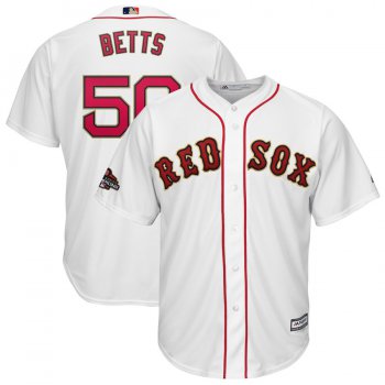 Men's Boston Red Sox 50 Mookie Betts White 2019 Gold Program Cool Base Jersey