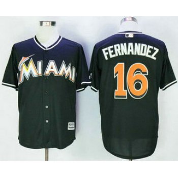 Men's Miami Marlins #16 Jose Fernandez Black Stitched MLB Majestic Cool Base Jersey