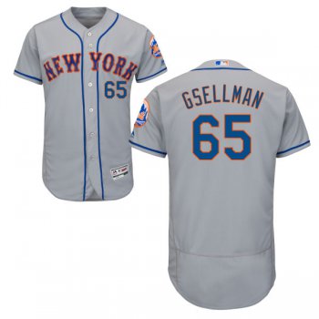 Men's New York Mets #65 Robert Gsellman Gray Road Stitched MLB 2016 Majestic Flex Base Jersey