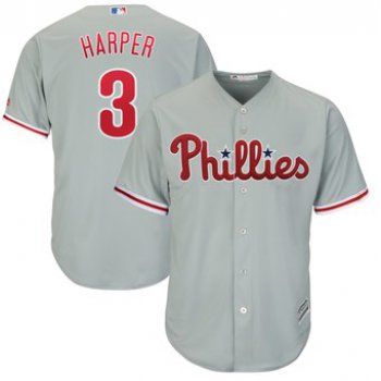Men's Philadelphia Phillies #3 Bryce Harper Gray Home Stitched MLB Majestic Cool Base Jersey