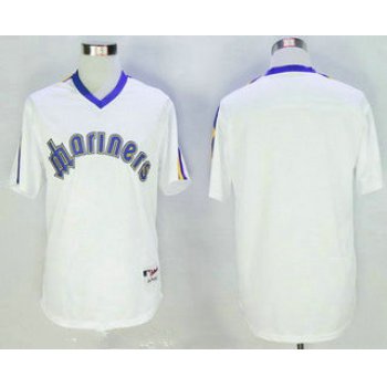Men's Seattle Mariners Blank White Pullover Stitched MLB Majestic 1984 Turn Back the Clock Jersey