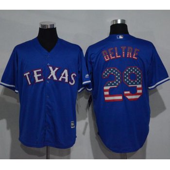 Rangers #29 Adrian Beltre Blue USA Flag Fashion Stitched MLB Jersey
