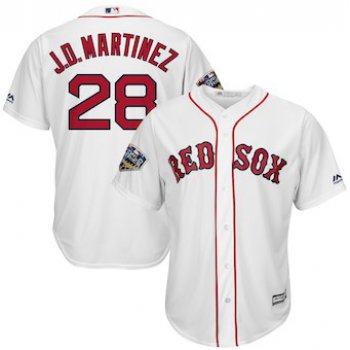 Men's Boston Red Sox #28 J.D. Martinez Majestic White 2018 World Series Cool Base Player Jersey